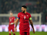 Aleksandar Mitrovic of Serbia  looks on during the Nations League Round 6 match between Serbia qnd Denmark at Dubocica Stadium, Leskovac, Se...