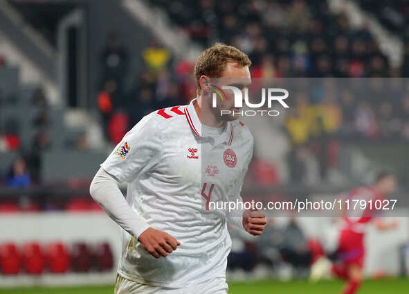 Victor Nelsson of Denmark  looks on during the Nations League Round 6 match between Serbia qnd Denmark at Dubocica Stadium, Leskovac, Serbia...