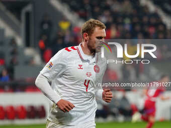 Victor Nelsson of Denmark  looks on during the Nations League Round 6 match between Serbia qnd Denmark at Dubocica Stadium, Leskovac, Serbia...