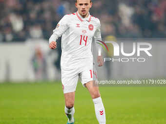 Mikkel Damsgaard of Denmark  controls the ball during the Nations League Round 6 match between Serbia qnd Denmark at Dubocica Stadium, Lesko...