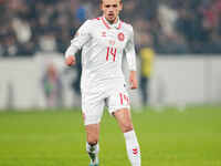 Mikkel Damsgaard of Denmark  controls the ball during the Nations League Round 6 match between Serbia qnd Denmark at Dubocica Stadium, Lesko...