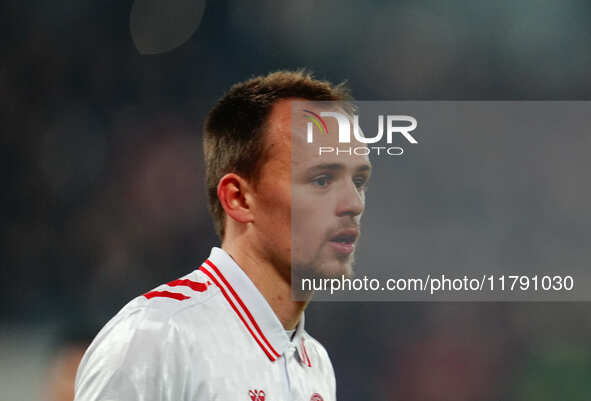 Mikkel Damsgaard of Denmark  looks on during the Nations League Round 6 match between Serbia qnd Denmark at Dubocica Stadium, Leskovac, Serb...