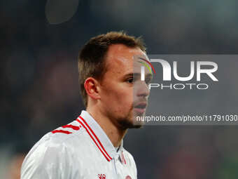 Mikkel Damsgaard of Denmark  looks on during the Nations League Round 6 match between Serbia qnd Denmark at Dubocica Stadium, Leskovac, Serb...