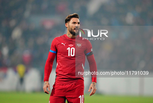 Nemanja Gudelj of Serbia  looks on during the Nations League Round 6 match between Serbia qnd Denmark at Dubocica Stadium, Leskovac, Serbia...