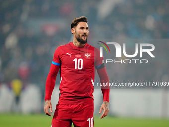 Nemanja Gudelj of Serbia  looks on during the Nations League Round 6 match between Serbia qnd Denmark at Dubocica Stadium, Leskovac, Serbia...