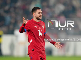 Andrija Zivkovic of Serbia  looks on during the Nations League Round 6 match between Serbia qnd Denmark at Dubocica Stadium, Leskovac, Serbi...