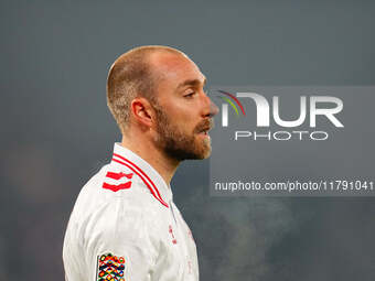 Christian Eriksen of Denmark  looks on during the Nations League Round 6 match between Serbia qnd Denmark at Dubocica Stadium, Leskovac, Ser...