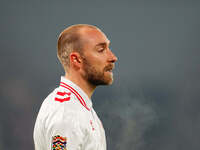 Christian Eriksen of Denmark  looks on during the Nations League Round 6 match between Serbia qnd Denmark at Dubocica Stadium, Leskovac, Ser...