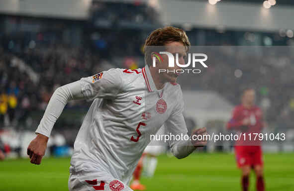 Mads Roerslev of Denmark  looks on during the Nations League Round 6 match between Serbia qnd Denmark at Dubocica Stadium, Leskovac, Serbia...