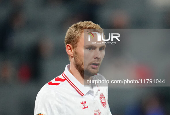 Victor Nelsson of Denmark  looks on during the Nations League Round 6 match between Serbia qnd Denmark at Dubocica Stadium, Leskovac, Serbia...