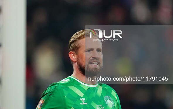 Kasper Schmeichel of Denmark  looks on during the Nations League Round 6 match between Serbia qnd Denmark at Dubocica Stadium, Leskovac, Ser...