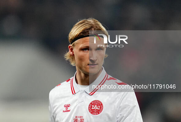 Kasper Dolberg of Denmark  looks on during the Nations League Round 6 match between Serbia qnd Denmark at Dubocica Stadium, Leskovac, Serbia...