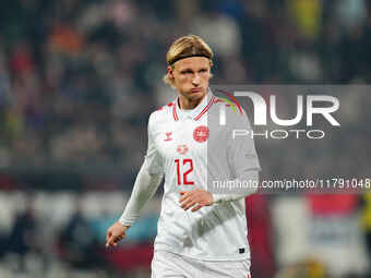 Kasper Dolberg of Denmark  looks on during the Nations League Round 6 match between Serbia qnd Denmark at Dubocica Stadium, Leskovac, Serbia...