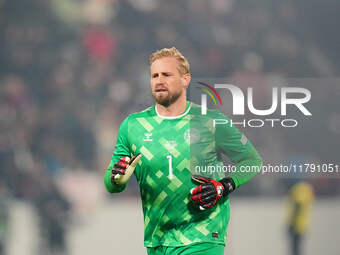 Kasper Schmeichel of Denmark  looks on during the Nations League Round 6 match between Serbia qnd Denmark at Dubocica Stadium, Leskovac, Ser...