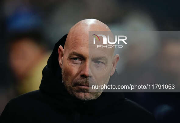 Brian Riemer of Denmark  looks on during the Nations League Round 6 match between Serbia qnd Denmark at Dubocica Stadium, Leskovac, Serbia o...