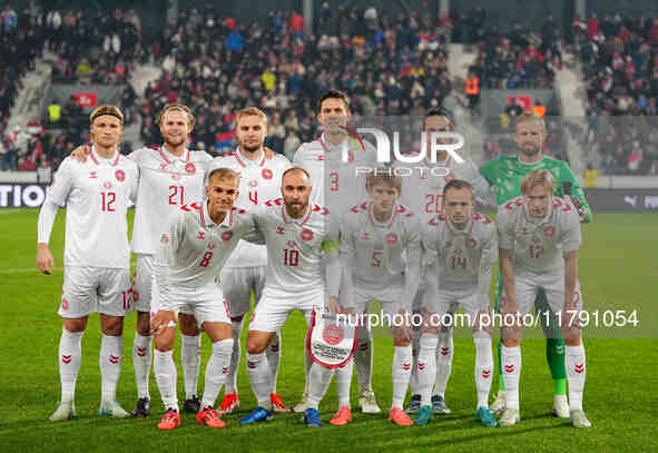  Danish team  during the Nations League Round 6 match between Serbia qnd Denmark at Dubocica Stadium, Leskovac, Serbia on November 18, 2024....