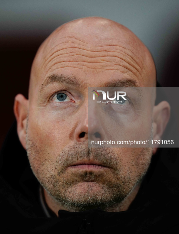 Brian Riemer of Denmark  looks on during the Nations League Round 6 match between Serbia qnd Denmark at Dubocica Stadium, Leskovac, Serbia o...