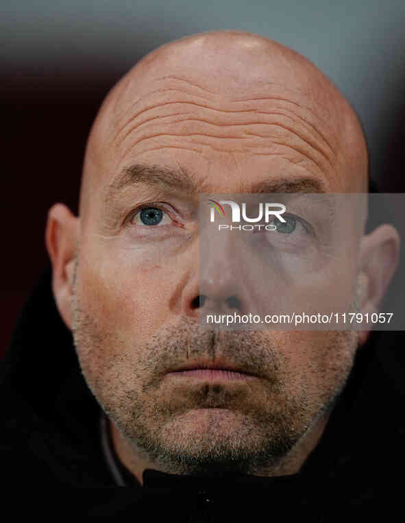 Brian Riemer of Denmark  looks on during the Nations League Round 6 match between Serbia qnd Denmark at Dubocica Stadium, Leskovac, Serbia o...