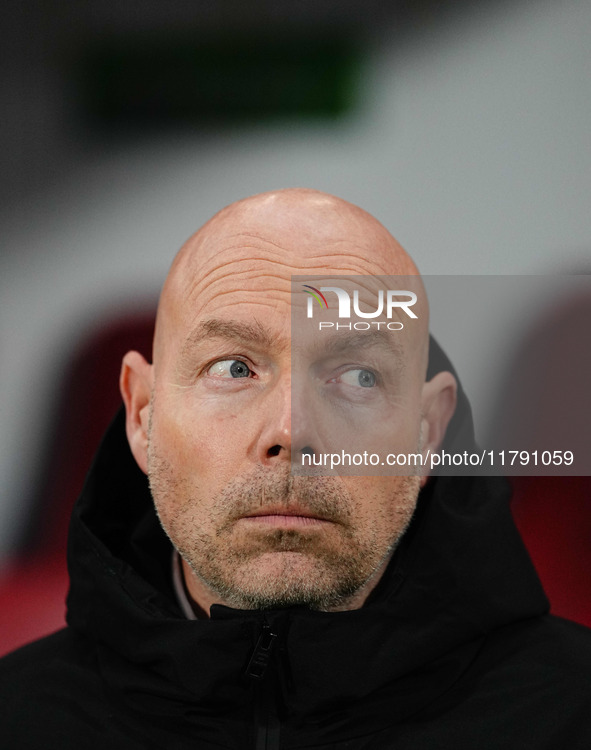 Brian Riemer of Denmark  looks on during the Nations League Round 6 match between Serbia qnd Denmark at Dubocica Stadium, Leskovac, Serbia o...