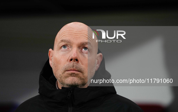 Brian Riemer of Denmark  looks on during the Nations League Round 6 match between Serbia qnd Denmark at Dubocica Stadium, Leskovac, Serbia o...