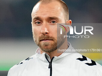 Christian Eriksen of Denmark  looks on during the Nations League Round 6 match between Serbia qnd Denmark at Dubocica Stadium, Leskovac, Ser...