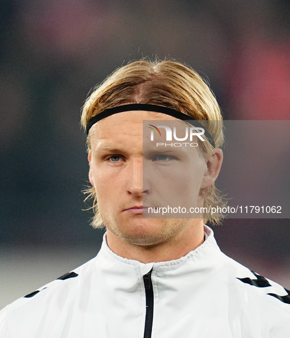 Kasper Dolberg of Denmark  looks on during the Nations League Round 6 match between Serbia qnd Denmark at Dubocica Stadium, Leskovac, Serbia...