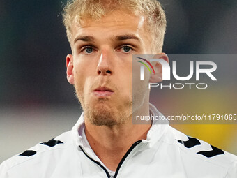 Gustav Isaksen of Denmark  looks on during the Nations League Round 6 match between Serbia qnd Denmark at Dubocica Stadium, Leskovac, Serbia...