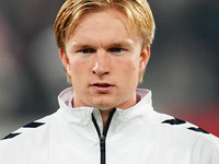 Victor Kristiansen of Denmark  looks on during the Nations League Round 6 match between Serbia qnd Denmark at Dubocica Stadium, Leskovac, Se...