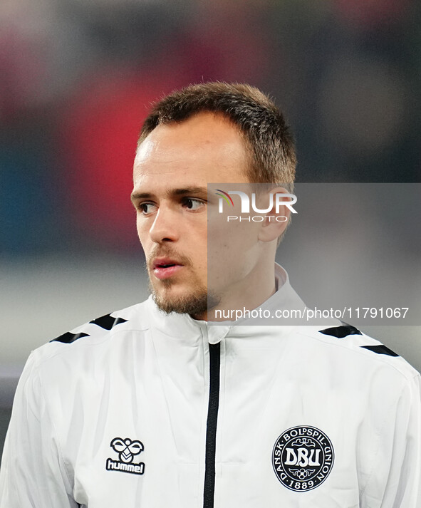 Mikkel Damsgaard of Denmark  looks on during the Nations League Round 6 match between Serbia qnd Denmark at Dubocica Stadium, Leskovac, Serb...