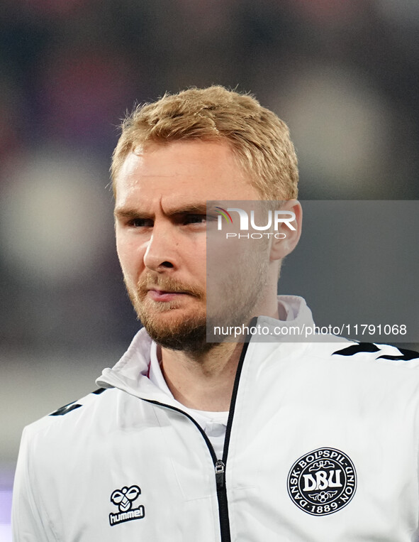 Victor Nelsson of Denmark  looks on during the Nations League Round 6 match between Serbia qnd Denmark at Dubocica Stadium, Leskovac, Serbia...