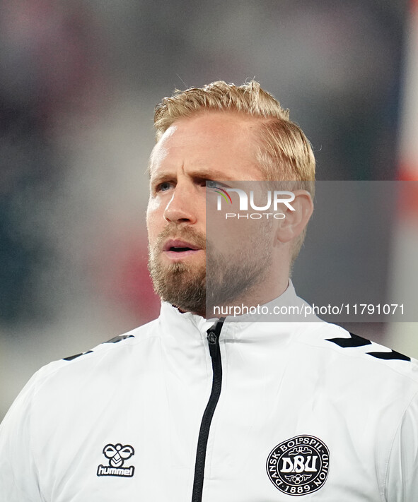 Kasper Schmeichel of Denmark  looks on during the Nations League Round 6 match between Serbia qnd Denmark at Dubocica Stadium, Leskovac, Ser...