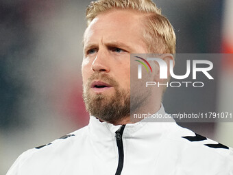 Kasper Schmeichel of Denmark  looks on during the Nations League Round 6 match between Serbia qnd Denmark at Dubocica Stadium, Leskovac, Ser...