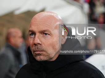 Brian Riemer of Denmark  looks on during the Nations League Round 6 match between Serbia qnd Denmark at Dubocica Stadium, Leskovac, Serbia o...