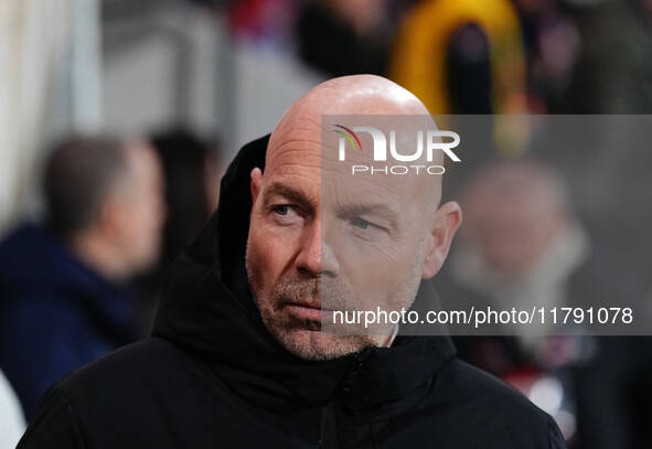 Brian Riemer of Denmark  looks on during the Nations League Round 6 match between Serbia qnd Denmark at Dubocica Stadium, Leskovac, Serbia o...