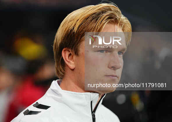 Victor Kristiansen of Denmark  looks on during the Nations League Round 6 match between Serbia qnd Denmark at Dubocica Stadium, Leskovac, Se...