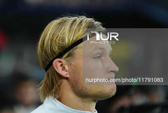 Kasper Dolberg of Denmark  looks on during the Nations League Round 6 match between Serbia qnd Denmark at Dubocica Stadium, Leskovac, Serbia...