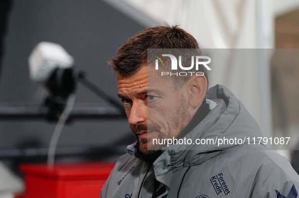 Lars Knudsen of Denmark  looks on during the Nations League Round 6 match between Serbia qnd Denmark at Dubocica Stadium, Leskovac, Serbia o...