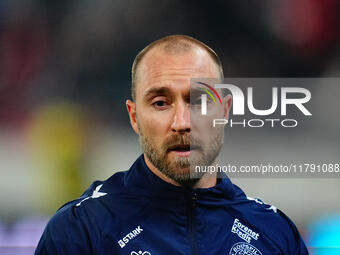 Christian Eriksen of Denmark  looks on during the Nations League Round 6 match between Serbia qnd Denmark at Dubocica Stadium, Leskovac, Ser...