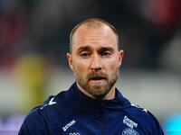 Christian Eriksen of Denmark  looks on during the Nations League Round 6 match between Serbia qnd Denmark at Dubocica Stadium, Leskovac, Ser...