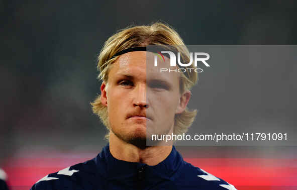 Kasper Dolberg of Denmark  looks on during the Nations League Round 6 match between Serbia qnd Denmark at Dubocica Stadium, Leskovac, Serbia...