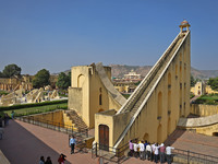 Tourists visit the historical Jantar Mantar on the occasion of the 297th Foundation of 'Pink City' in Jaipur, Rajasthan, India, on November...