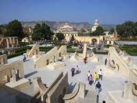 Tourists visit the historical Jantar Mantar on the occasion of the 297th Foundation of 'Pink City' in Jaipur, Rajasthan, India, on November...