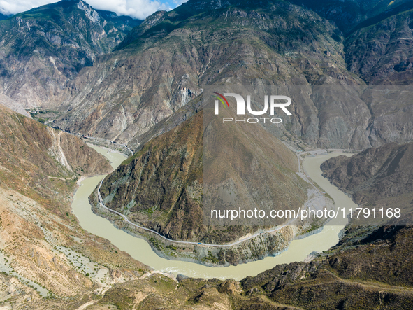 The most spectacular bend in the Jinsha River is seen in Garze city, Sichuan Province, China, on October 14, 2024. 