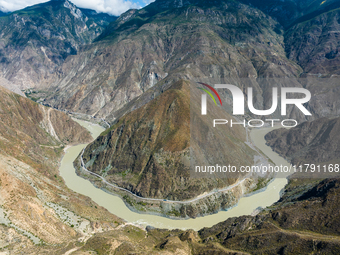 The most spectacular bend in the Jinsha River is seen in Garze city, Sichuan Province, China, on October 14, 2024. (