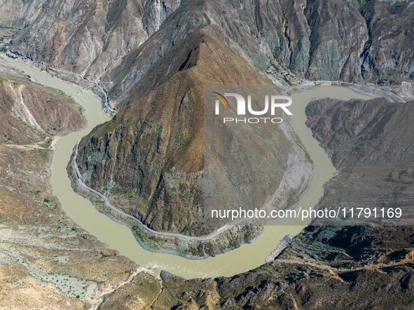 The most spectacular bend in the Jinsha River is seen in Garze city, Sichuan Province, China, on October 14, 2024. 