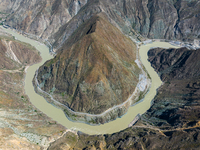 The most spectacular bend in the Jinsha River is seen in Garze city, Sichuan Province, China, on October 14, 2024. (