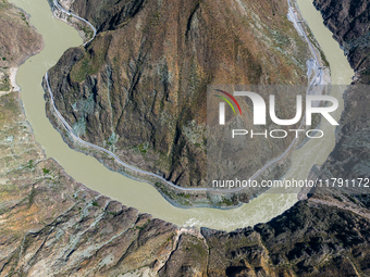 The most spectacular bend in the Jinsha River is seen in Garze city, Sichuan Province, China, on October 14, 2024. (