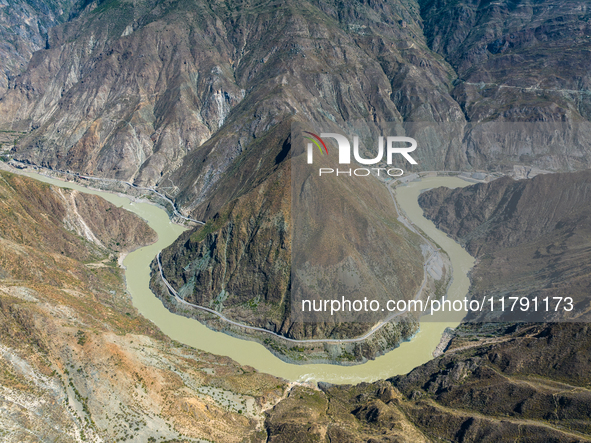 The most spectacular bend in the Jinsha River is seen in Garze city, Sichuan Province, China, on October 14, 2024. 