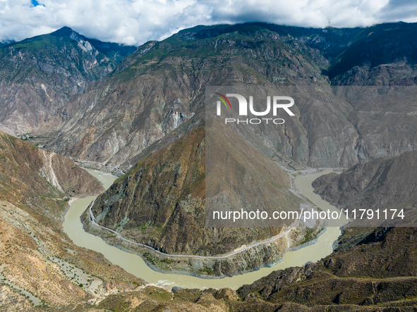 The most spectacular bend in the Jinsha River is seen in Garze city, Sichuan Province, China, on October 14, 2024. 