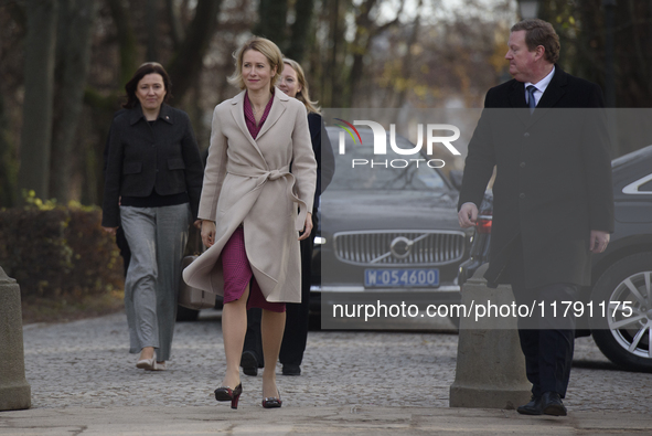 Former Prime Minister of Estonia, Kaja Kallas, arrives at the EU's Big Five meeting in Warsaw, Poland, on November 19, 2024. Polish Minister...